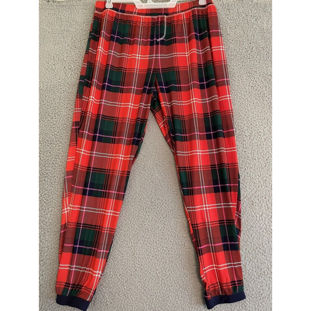 Cuddl Duds Womens XL Plaid Poly Spandex Pajama Bottoms Pants Christmas Holiday